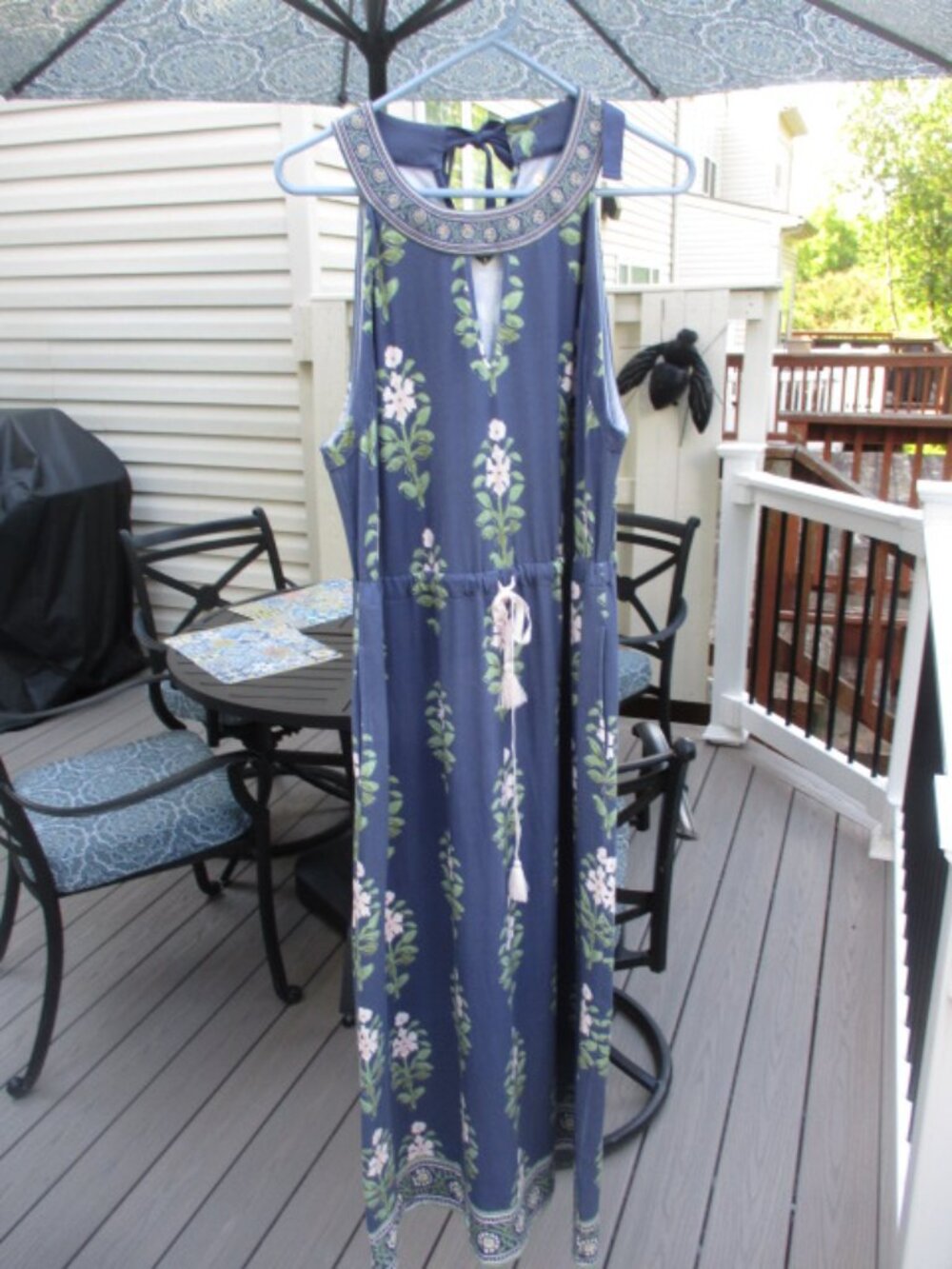 Spartina 449 Navy Floral Maxi Dress Womens Large NWT - Picture 12 of 14